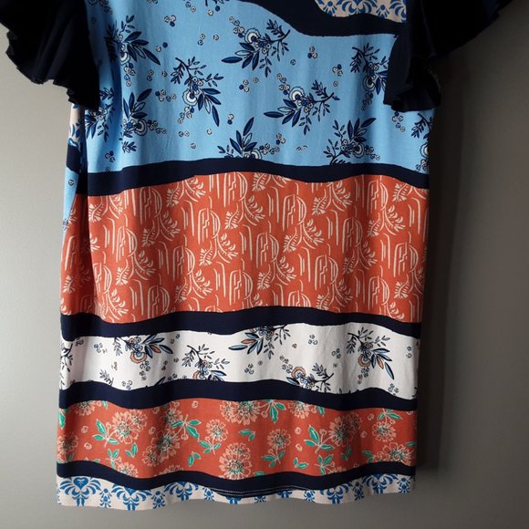 Cupio Top | Blue Tan Orange Floral | New! Small - Picture 7 of 14
